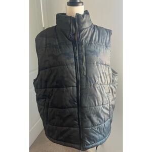 NordicTrack Green Black Camo Quilted Puffer Full Zip Vest Jacket Size XXL